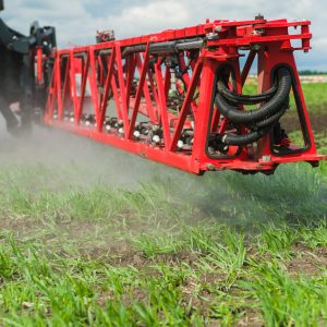 Close up detail of spraying farm machine